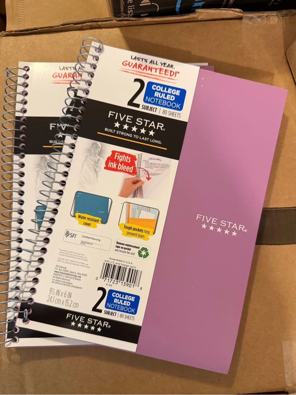 Five Star Spiral Notebook, 2 Subject College Ruled Paper, 6